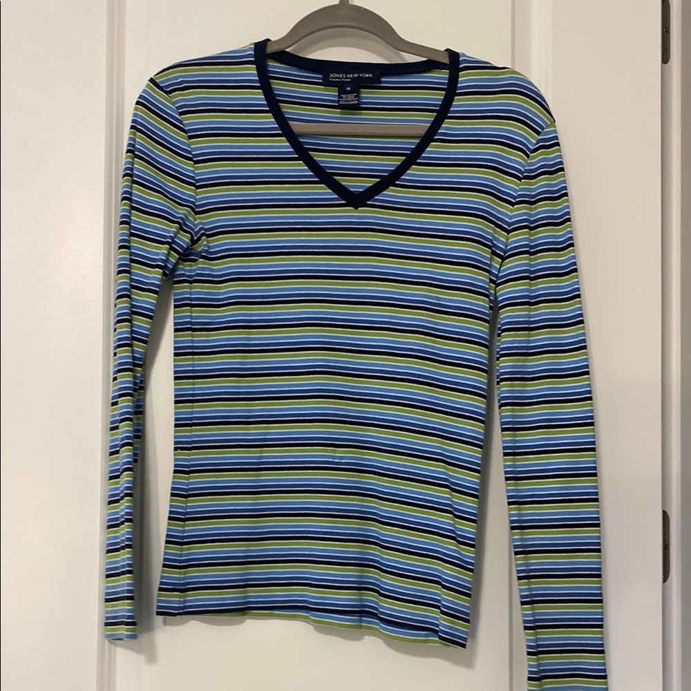 June’s New York green & Blue Fitted Long Sleeve Tee